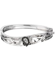 1/3 Ct Tw Black & White Diamond Paisley Design Bangle Bracelet by US Gems