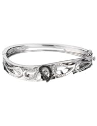 CleverEves Sterling Silver & 14K White Gold 1 3 Ct Tw Black And White Gold Diamond Bangle Bracelet