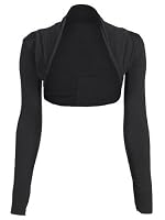 Womens Long Sleeve Plain Shrug Bolero Cropped Cardigan Top Ladies Sizes 8-16