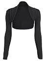 Womens Long Sleeve Plain Shrug Bolero Cropped Cardigan Top Ladies Sizes 8-16
