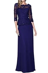 Chiffon Lace Long Sleeves 2015 Mother-of-the-Bride Dress 