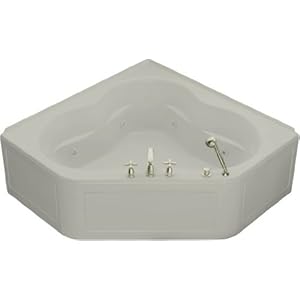Kohler K-1160-HL-95 Ice Grey Tercet Tercet Collection 60" Corner Jetted Bath Tub with Center Drain K