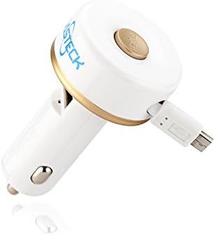 Dasteck 3.1am/15.5 Dual Car Charger with Retractable Micro USB Cable - For Samsung Etc. Android Phones and Tablets for Apple Iphone5 Iphone6 Iphone6s Ipad and More