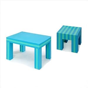 EVA Kids' Foam Table and Stool Set in Blue - Green