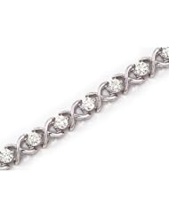 14K White Gold Diamond XO Bracelet