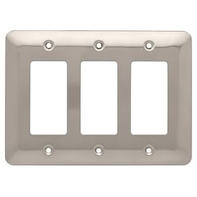 Liberty Hardware 126442 Stamped Round Triple Decorator Wall Plate, Satin Nickel