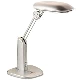 Low-Glare Compact Fluorescent Polarizing Task Lamp, Weighted Base, 21", Silver