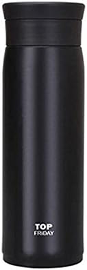 TopFriday Stainless Steel Vacuum Insulated Drink Bottle Thermos Travel Mug Cup, 15 oz, Black
