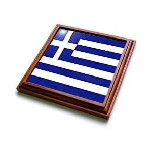 Greek Flag - 8x8 Trivet With 6x6 Ceramic Tile by 3dRose LLC