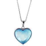 Sterling Silver Blue Mother of Pearl Heart Pendant with Chain - 18