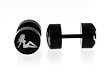 Black Stainless Steel Fake Plug with Lady of the Road Logo - 16g Ear Wire - 2g Fake (Sold as Pair)