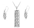 Sterling Silver Celtic Necklace Pendant Earring Set with 18 inch Chain