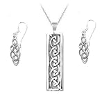 Sterling Silver Celtic Necklace Pendant Earring Set with 18 inch Chain