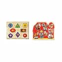 Melissa & Doug Large Shapes and Large Farm Wooden Jumbo Knob Puzzle Bundle