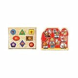Melissa & Doug Large Shapes and Large Farm Wooden Jumbo Knob Puzzle Bundle