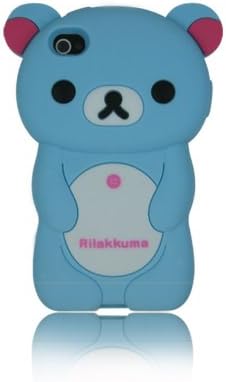 Baby Blue Cute 3D Rilakkuma Bear Silicone Case for Iphone 4 4S 4G