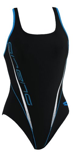 Arena Damen Badeanzug Moby, black/turquoise/whit, 36, 28035