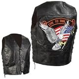 Diamond Plate Hand-Sewn Pebble Grain Genuine Leather Biker Vest 2x Live To Ride With... by Diamond Plate