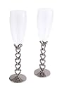 PAIR OF FLUTES WITH OPEN HEARTS STEM - FLUTES W/ OPEN HEARTS STEM (PR), NICKEL PLATED.