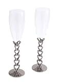 Engraved Open Heart Wedding Toasting Flutes with Free Personalization & Shipping