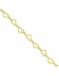 Genuine 14K Yellow Gold Flat Open Hearts Bracelet 7.5 Inches 1 Grams Of Gold 100% Satisfaction Guaranteed.