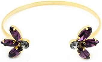 Jeweled Flower Cuff in Amythest and Black Diamond