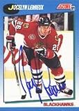 Jocelyn Lemieux, Chicago Blackhawks, 1991 Score Autographed Card