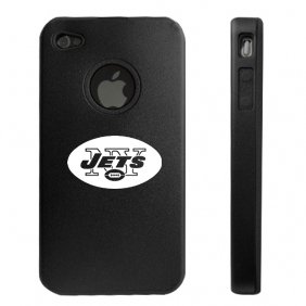 Apple iPhone 4 4S 4G Black Aluminum & Silicone Case New York Jets