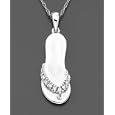 14k White Gold Diamond Accent Flip Flop Pendant