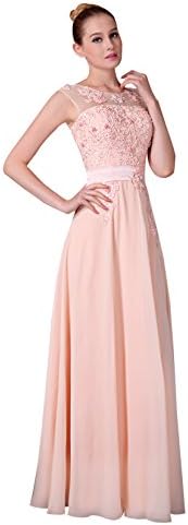 Miya Chiffon Evening Gowns Lace Appliques Long Prom Dresses Size 2 Pink