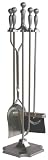 UniFlame 5 Pc Satin Pewter Fireset W/ Pedestal Base