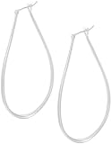 Fossil Earrings - Large Silver Tear Hoops (Color: Silver)