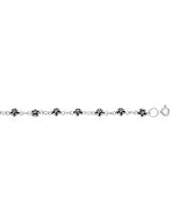Sterling Silver Flower Charm Bracelet, 1/4 inch wide