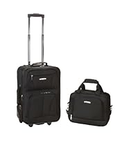 Rockland Luggage 2 Piece Printed Luggage Set, Black, Medium

