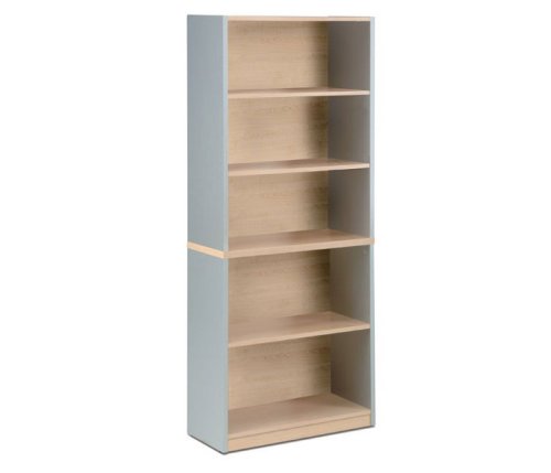 Maple and Silver Five Shelf Bookcase Classic Maple Collection by Bestar Office Furniture - 08353-1