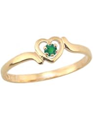 14K Gold 3 1/2 Childrens Genuine May Birthstone Ring - Emerald