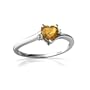 14K White Gold Heart Genuine Citrine Ring Size 8