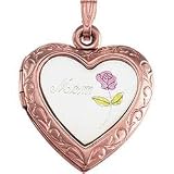 14K Rose Gold Heart Locket With 'Mom'