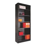 Steel Bookcase, 6 Shelves, 34-1/2W X 13D X 84H, Black