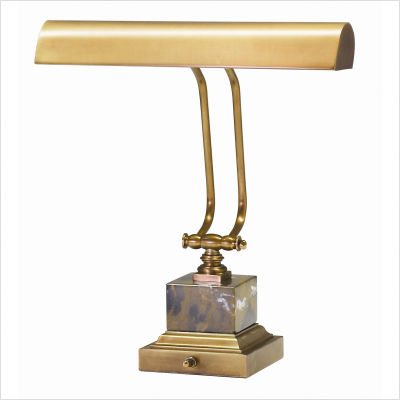 Desk Lamp in Weathered Brass with Black and Tan Marble