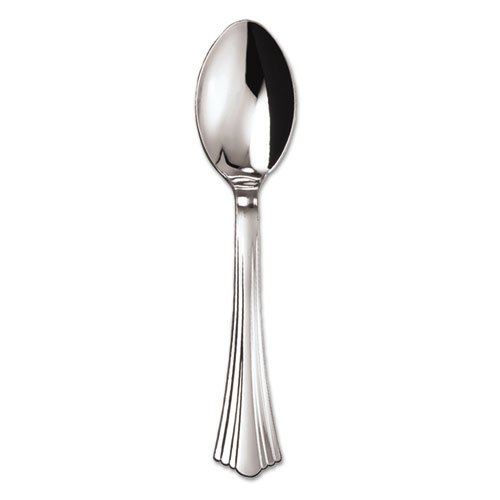 WNA - Heavyweight Plastic Soup Spoons, Silver, 6 1/4