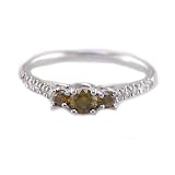 1/2 CT 3 Stone Red & White Diamond Ring ...