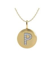 P Letter Initial Necklace Pendant in 14K Yellow Gold and Diamond by Proposition Love