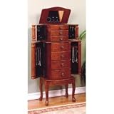 Classic Cherry Jewelry Armoire - overpacked (Cherry) (40H x 11W x 16D)