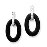 Sterling Silver Onyx & CZ Earrings