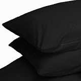 Linens Limited Polycotton Percale 180 Thread Count Housewife Pillow Cases, Black, Pair
