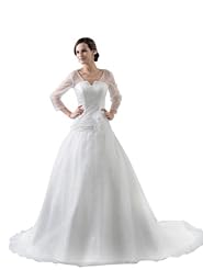 Spring Fall Winter Organza/Satin Ruched   Ball Gown Wedding Dress  with a Chapel Train 