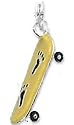 .925 Sterling Silver Enamel Yellow Skateboard Charm