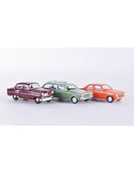 Toy: Opel Edition Nr.4: Olympia Rekord - dark red, Rekord C Caravan - green and Kadett C Limousine - orange , , Model Car, Ready-made, Brekina / Busch / PMS 1:87 - Brekina / Busch / PMS