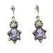 Sterling Silver Marcasite Purple Hanging Earrings title=